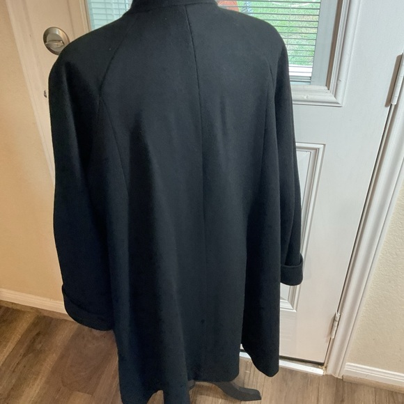 Herman Kay Womens Black Long Sleeve Collared Button Front Classic Coat Size 16 - Picture 5 of 12